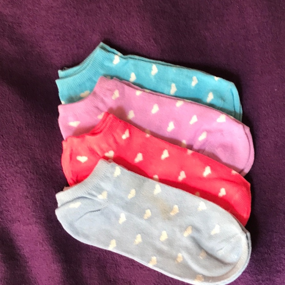 New footies, socks. Low cut. Light blue, purple,turquoise and pink. Easy match!